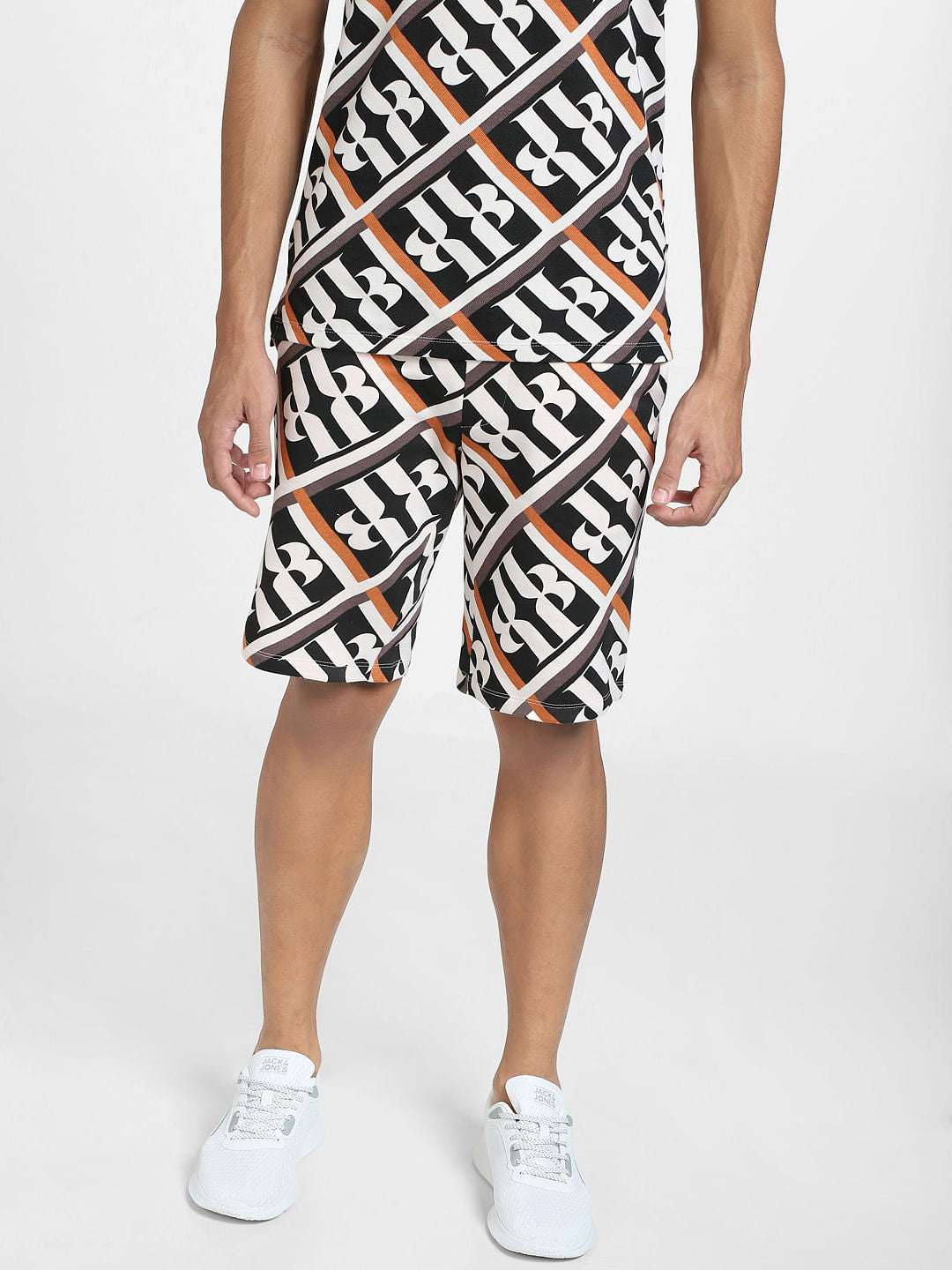 White Mid Rise Printed Co-ord Sweatshorts