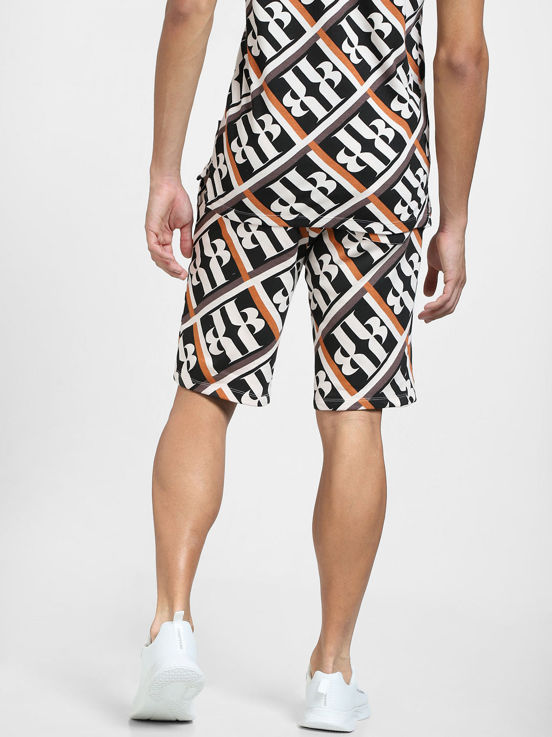 White Mid Rise Printed Co-ord Sweatshorts