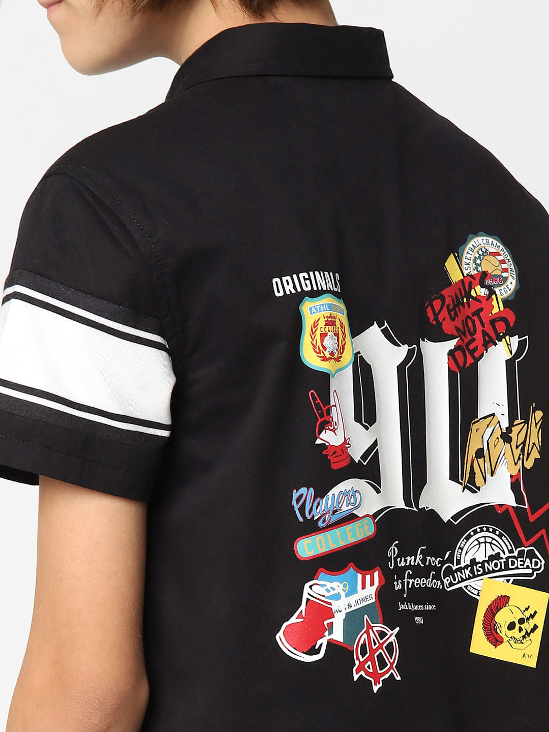 Boys Black Printed Full Sleeves Shirt