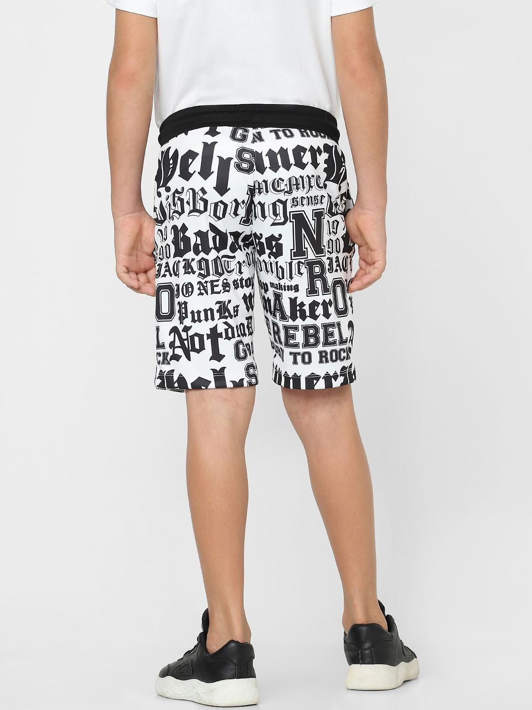 Boys White Typographic Print Co-ord Sweatshorts