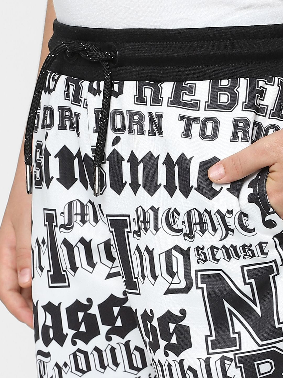 Boys White Typographic Print Co-ord Sweatshorts