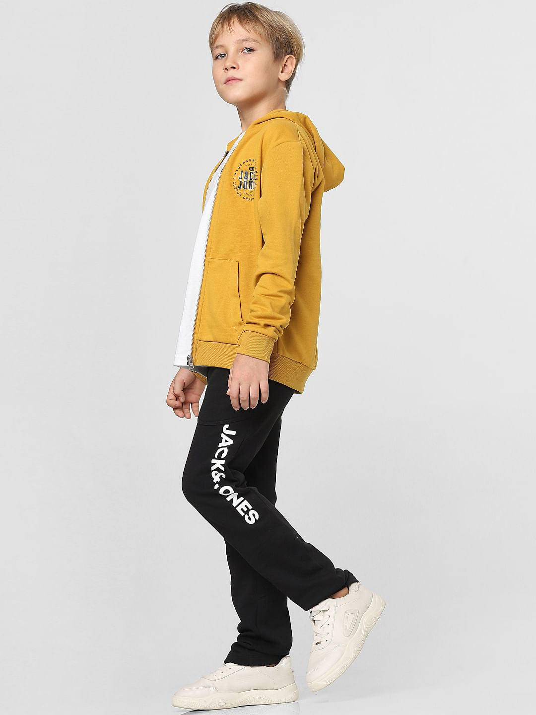 Boys Black Mid Rise Logo Print Sweatpants