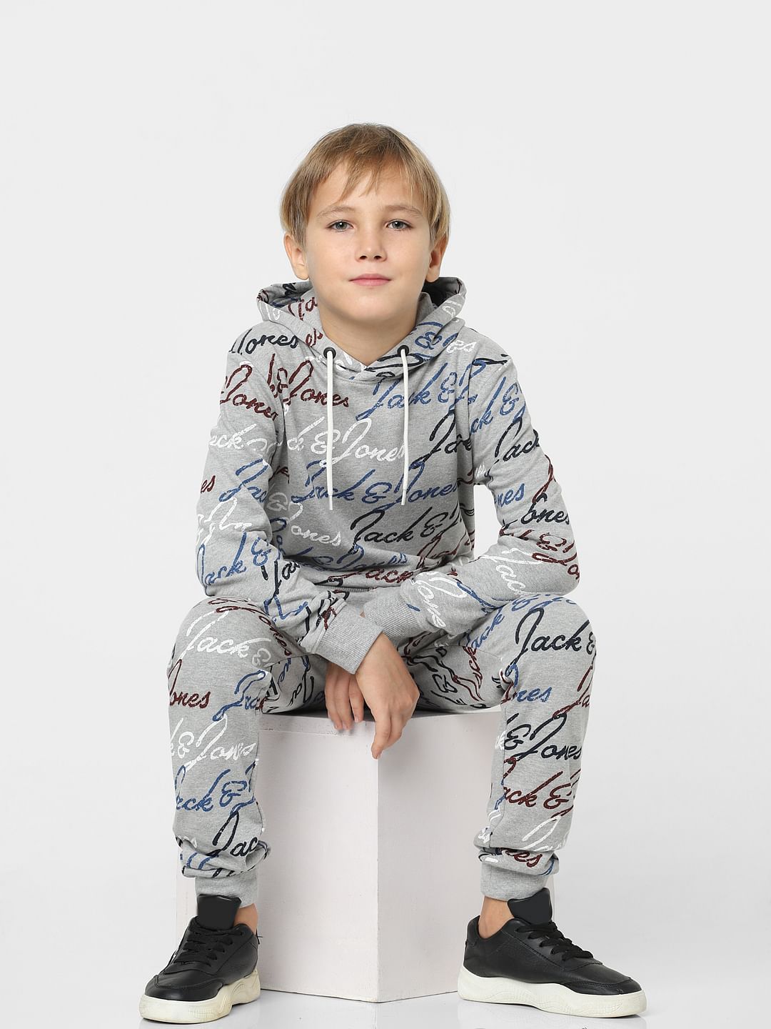 Boys Grey Logo Print Co-ord Sweatshirt