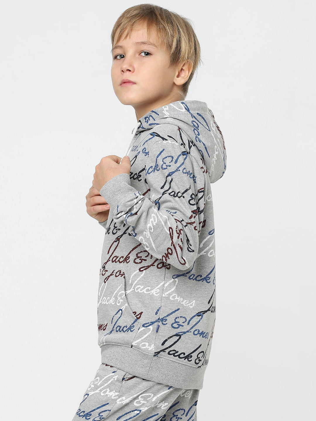 Boys Grey Logo Print Co-ord Sweatshirt