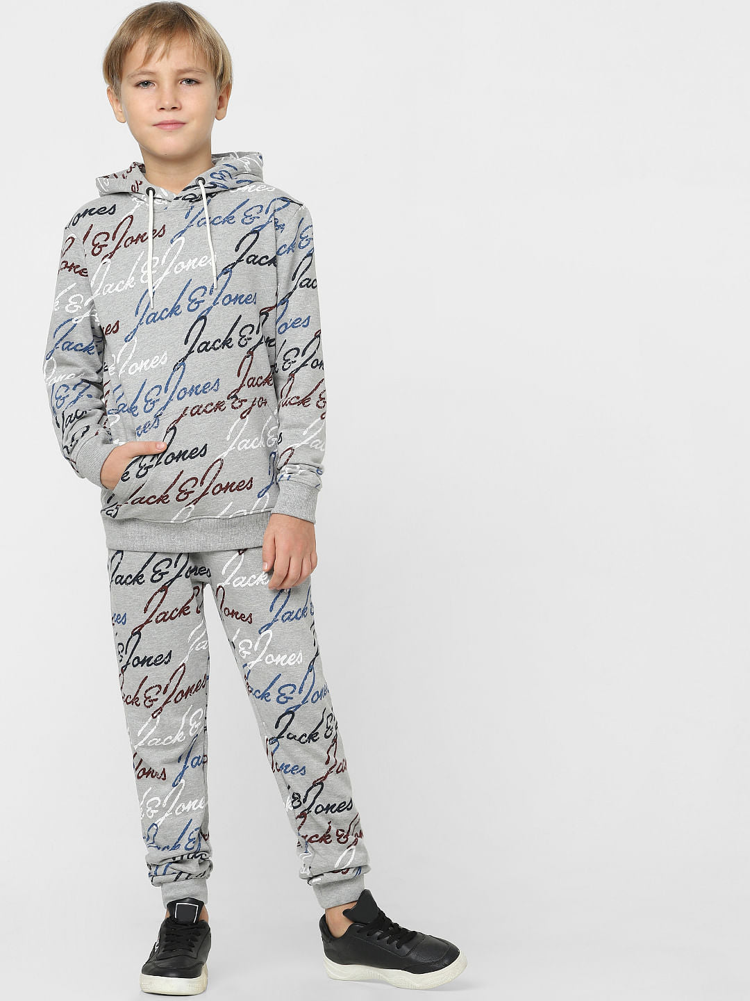 Boys Grey Logo Print Co-ord Sweatshirt