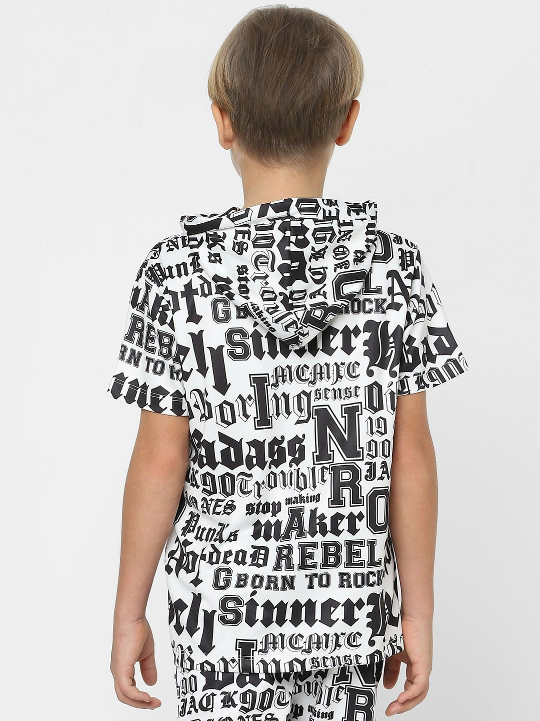 Boys White Typographic Print Co-ord Sweatshirt