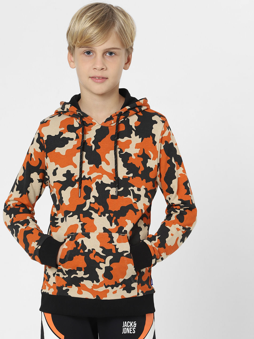 Boys Orange Camo Print Sweatshirt