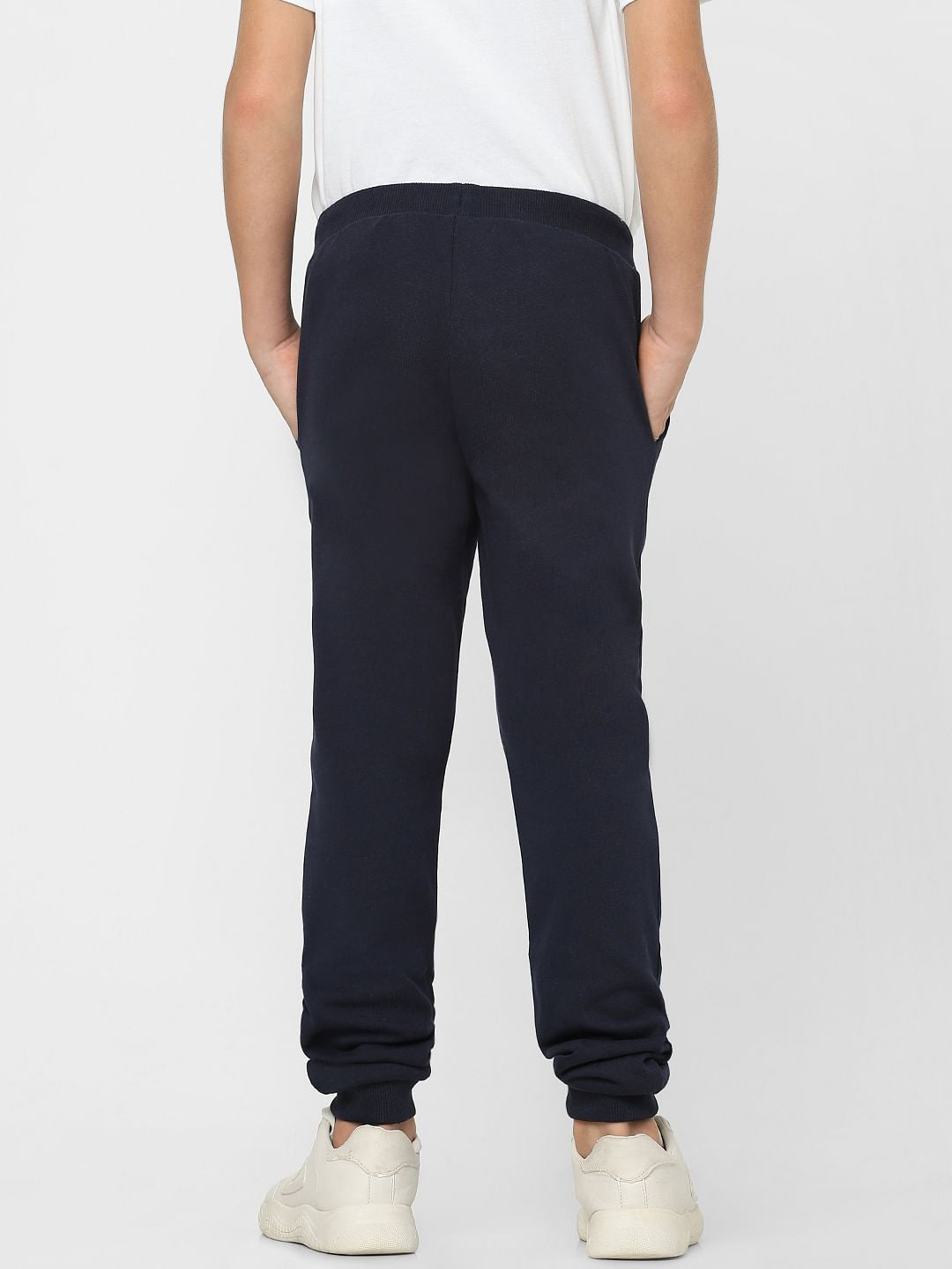 Boys Navy Blue Mid Rise Sweat-Joggers