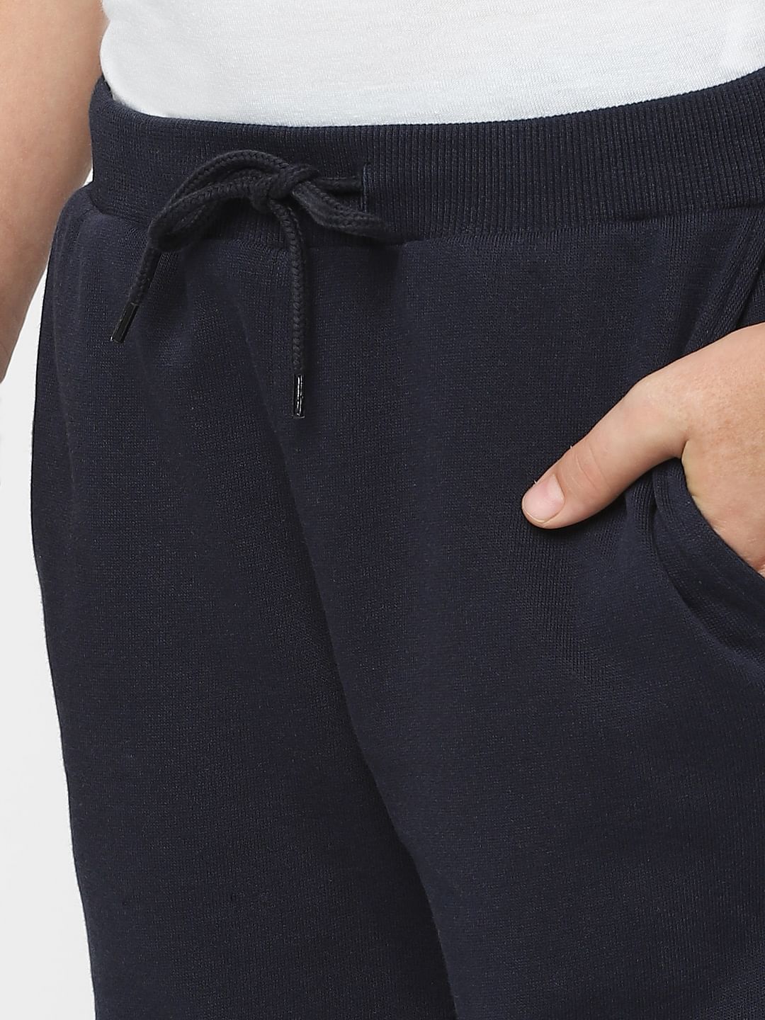 Boys Navy Blue Mid Rise Sweat-Joggers