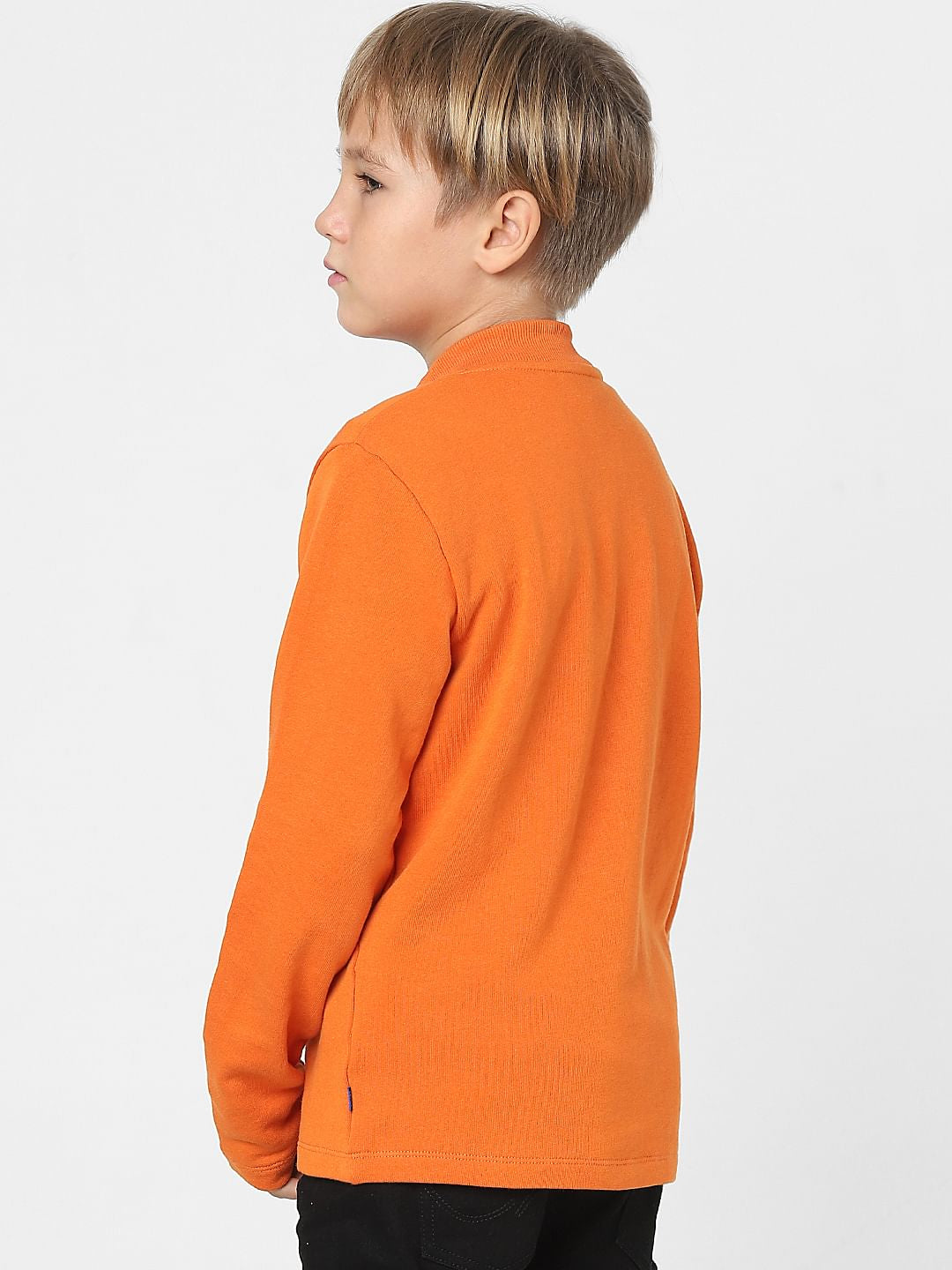Boys Orange Co-ord Zippered Sweatshirt