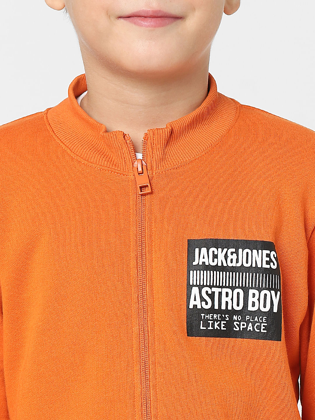 Boys Orange Co-ord Zippered Sweatshirt