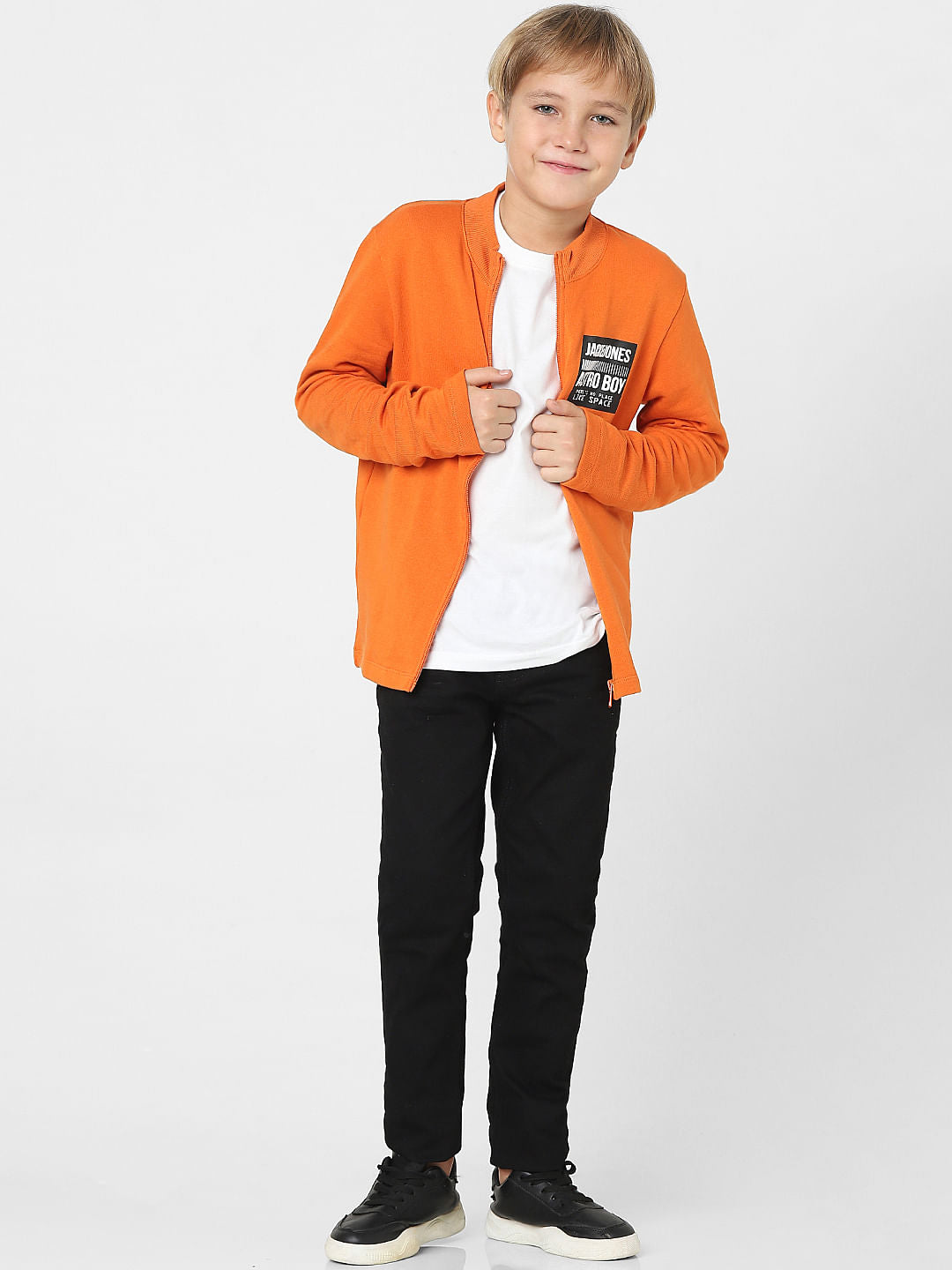Boys Orange Co-ord Zippered Sweatshirt