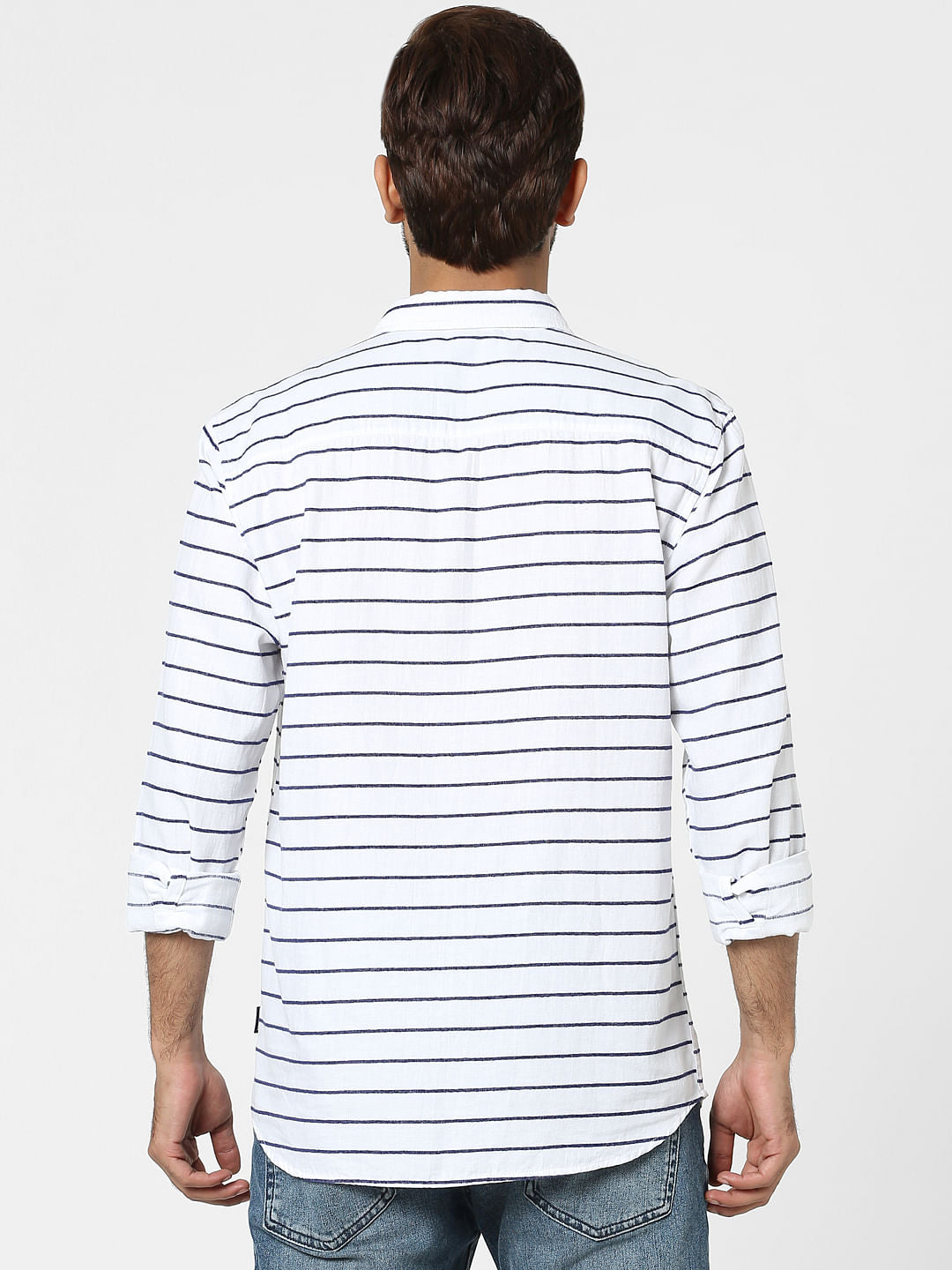 White Striped Full Sleeves Shirt