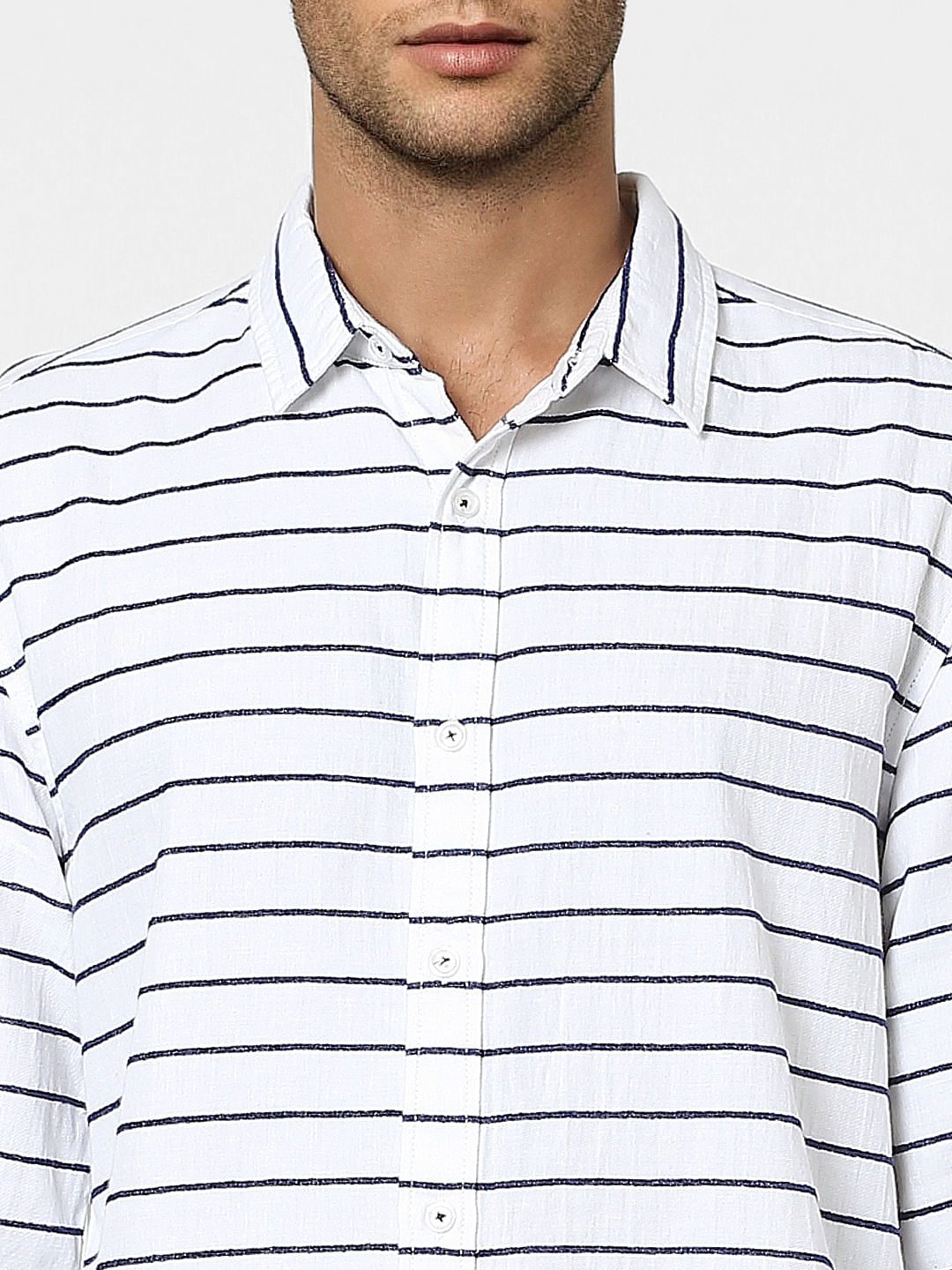 White Striped Full Sleeves Shirt