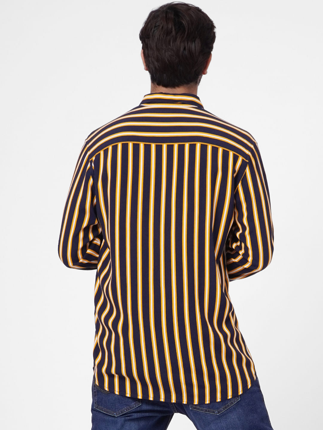 Yellow Striped Full Sleeves Shirt