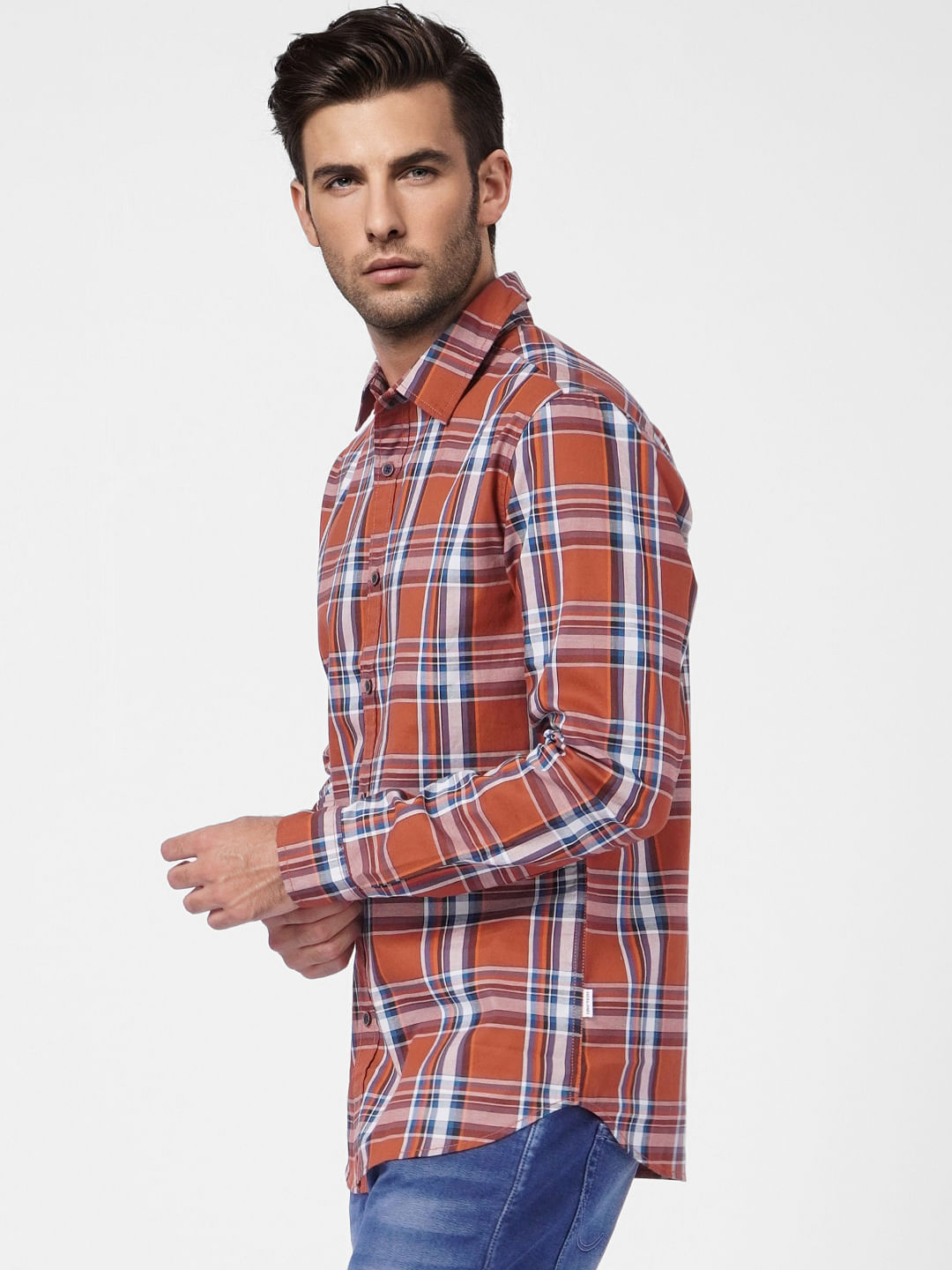 Brown Check Full Sleeves Shirt