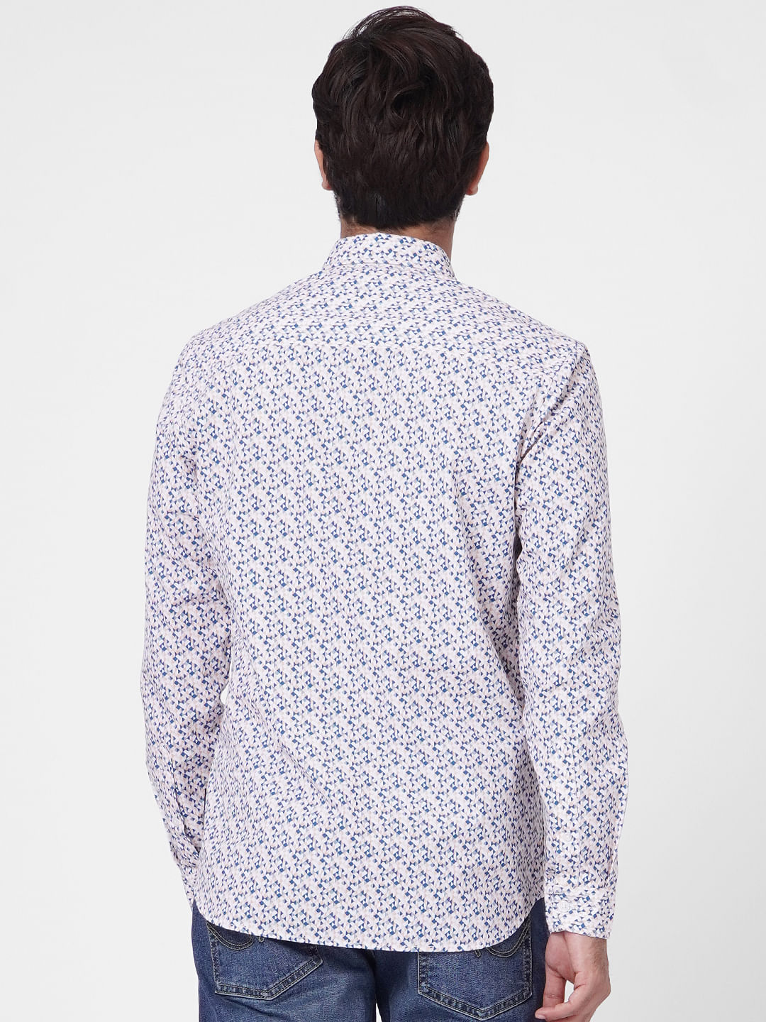 White Printed Full Sleeves Shirt