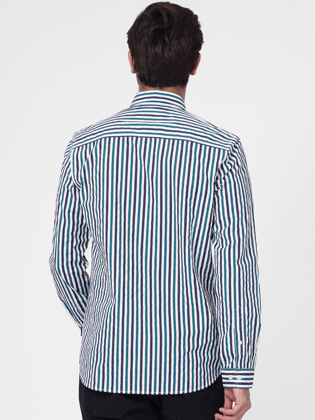 Blue Striped Full Sleeves Shirt