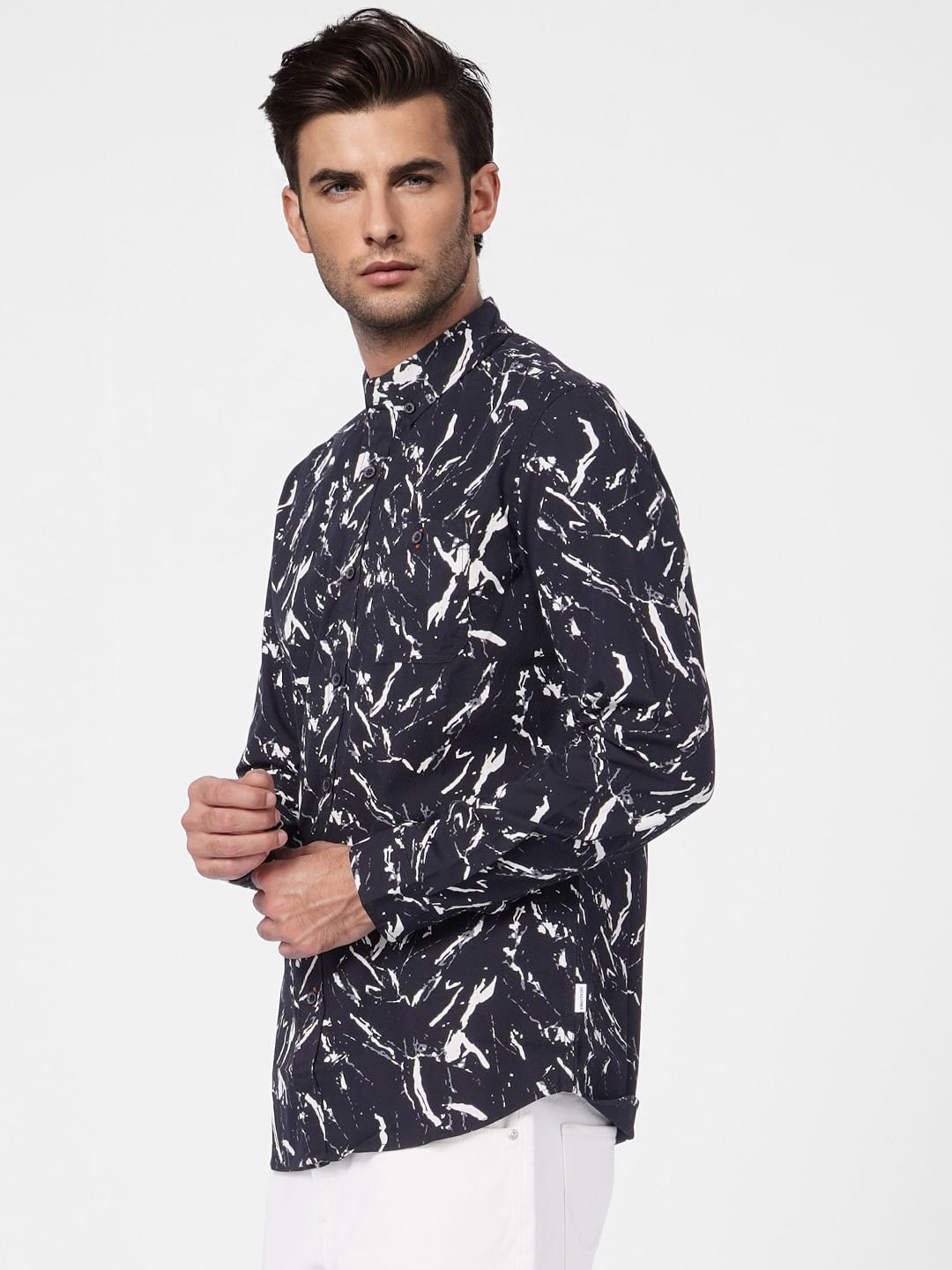 Black Printed Full Sleeves Shirt