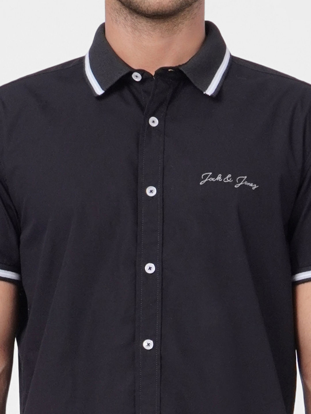 Black Logo Print Short Sleeves Shirt