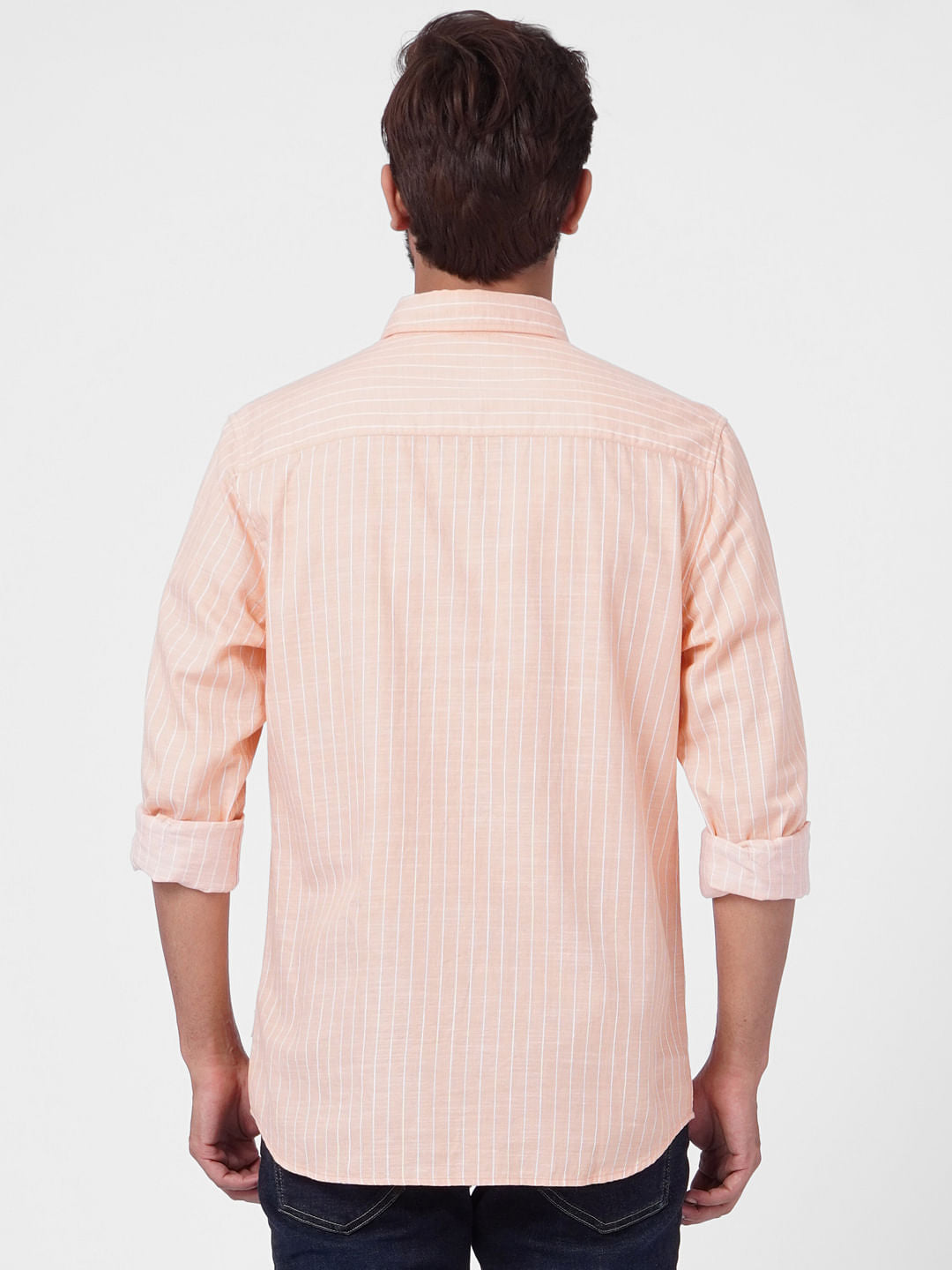 Coral Striped Full Sleeves Shirt
