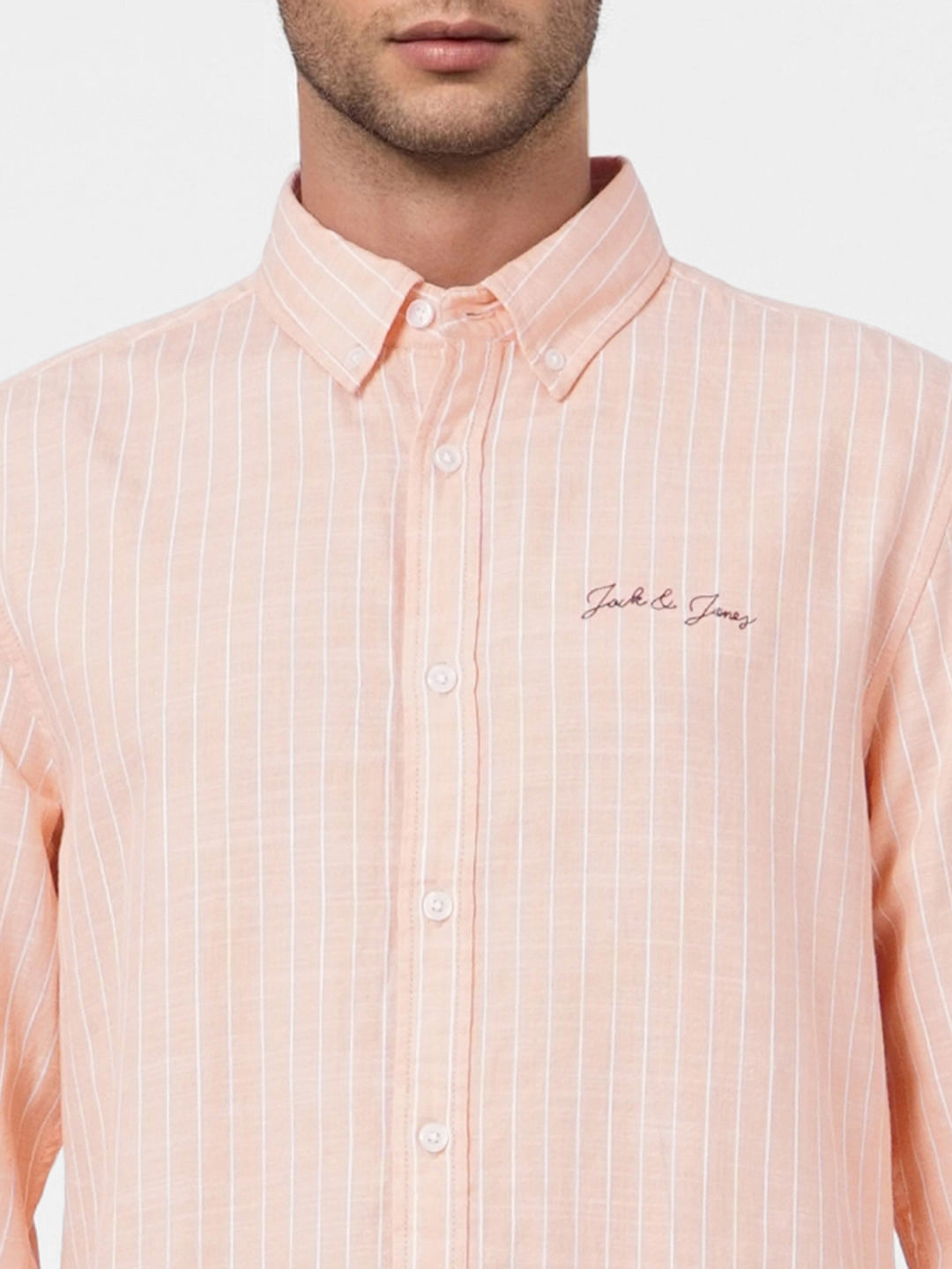 Coral Striped Full Sleeves Shirt