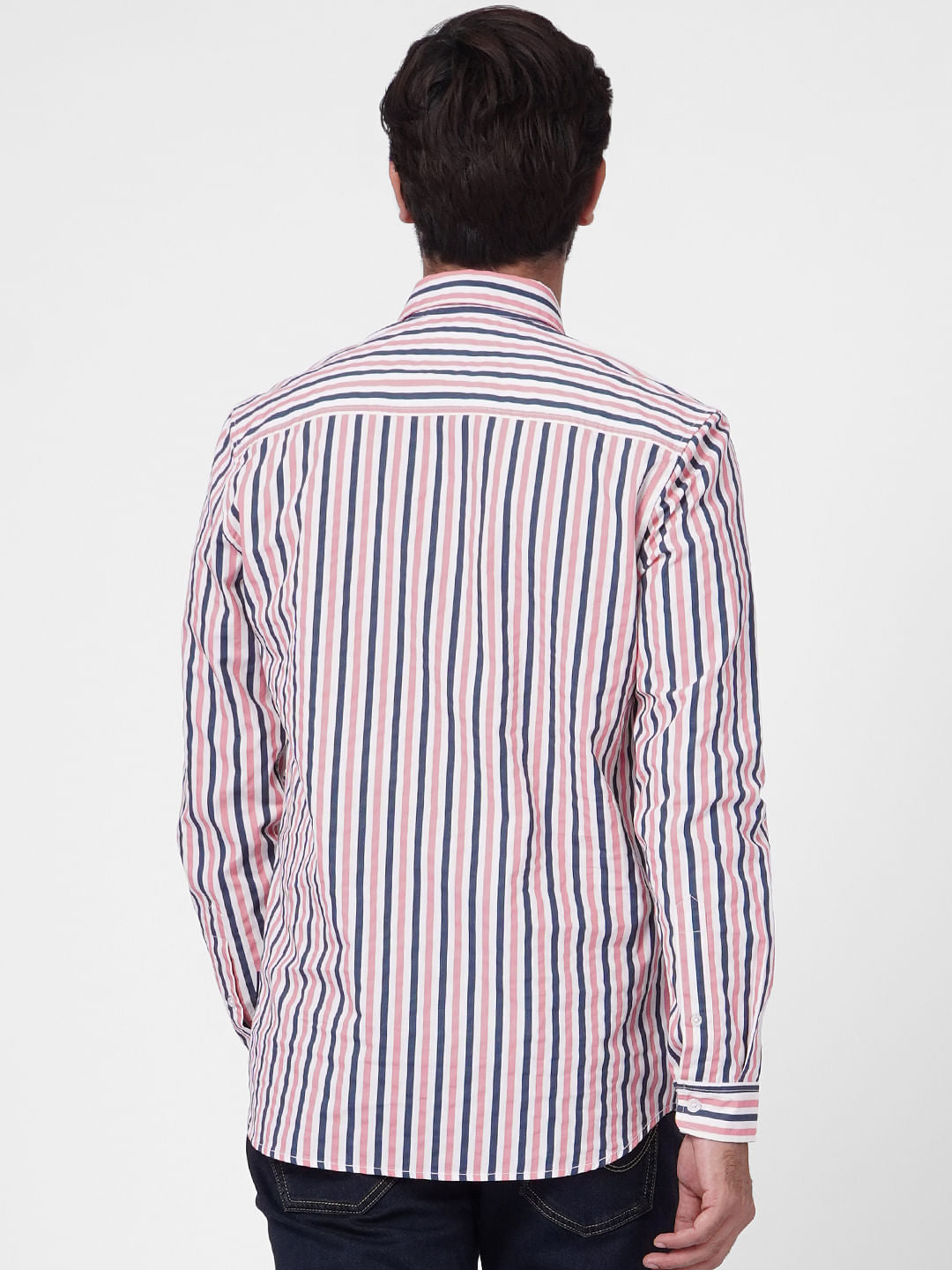 Light Pink Striped Full Sleeves Shirt