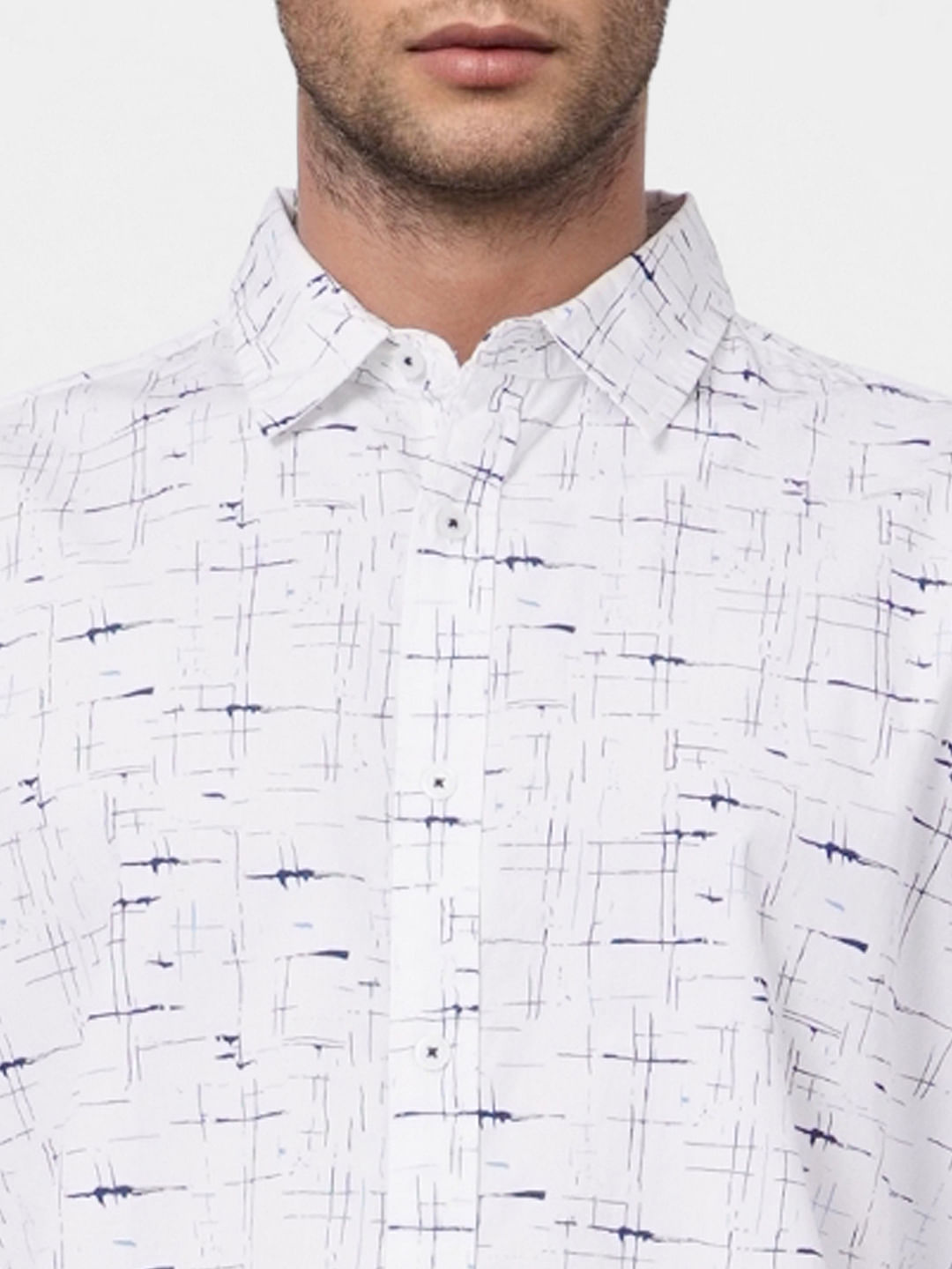 White Printed Full Sleeves Shirt