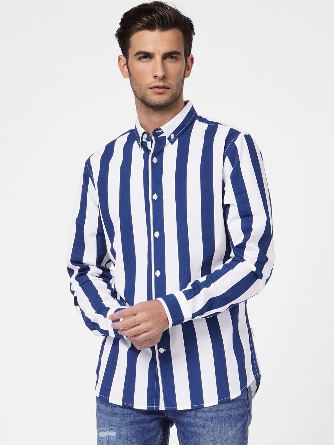 White Striped Full Sleeves Shirt