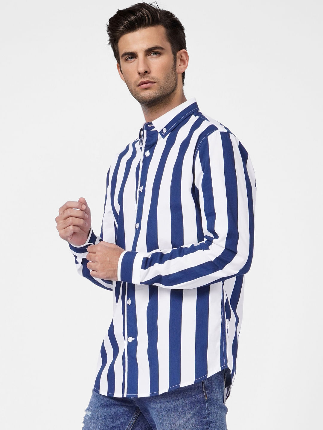 White Striped Full Sleeves Shirt