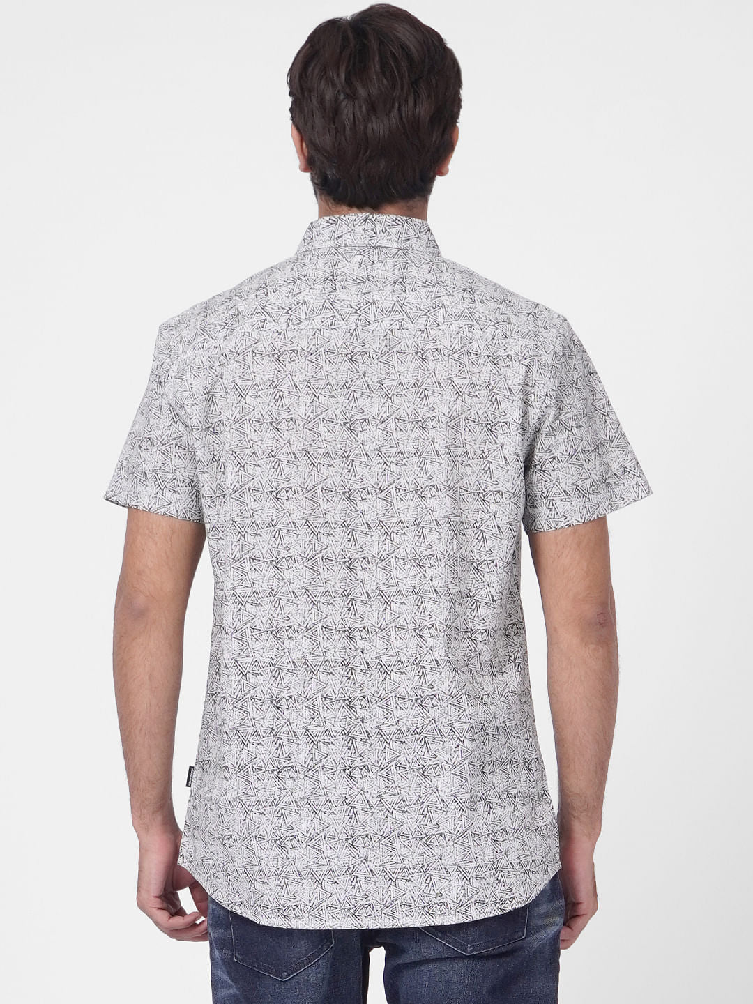 Grey Printed Short Sleeves Shirt