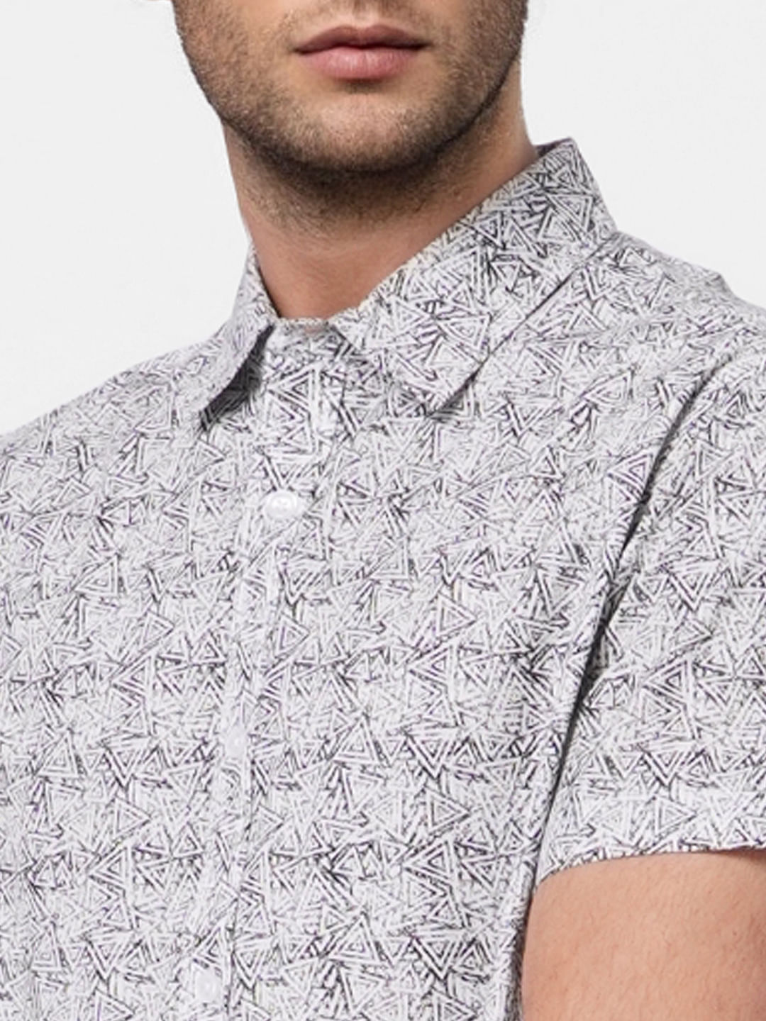 Grey Printed Short Sleeves Shirt