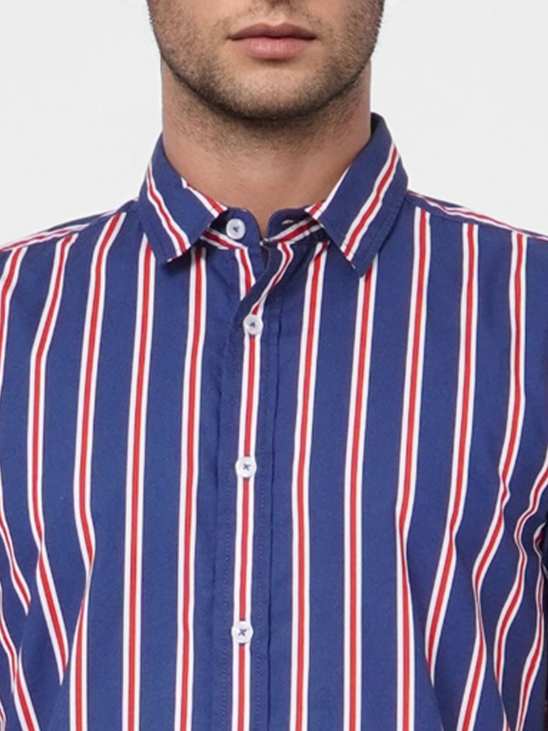 Blue Striped Short Sleeves Shirt