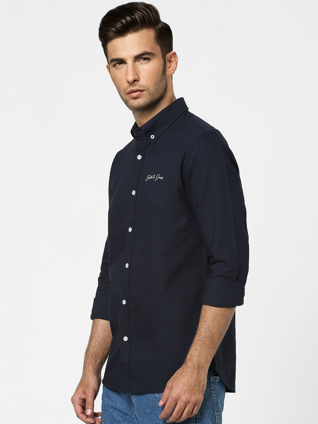 Blue Logo Print Full Sleeves Shirt