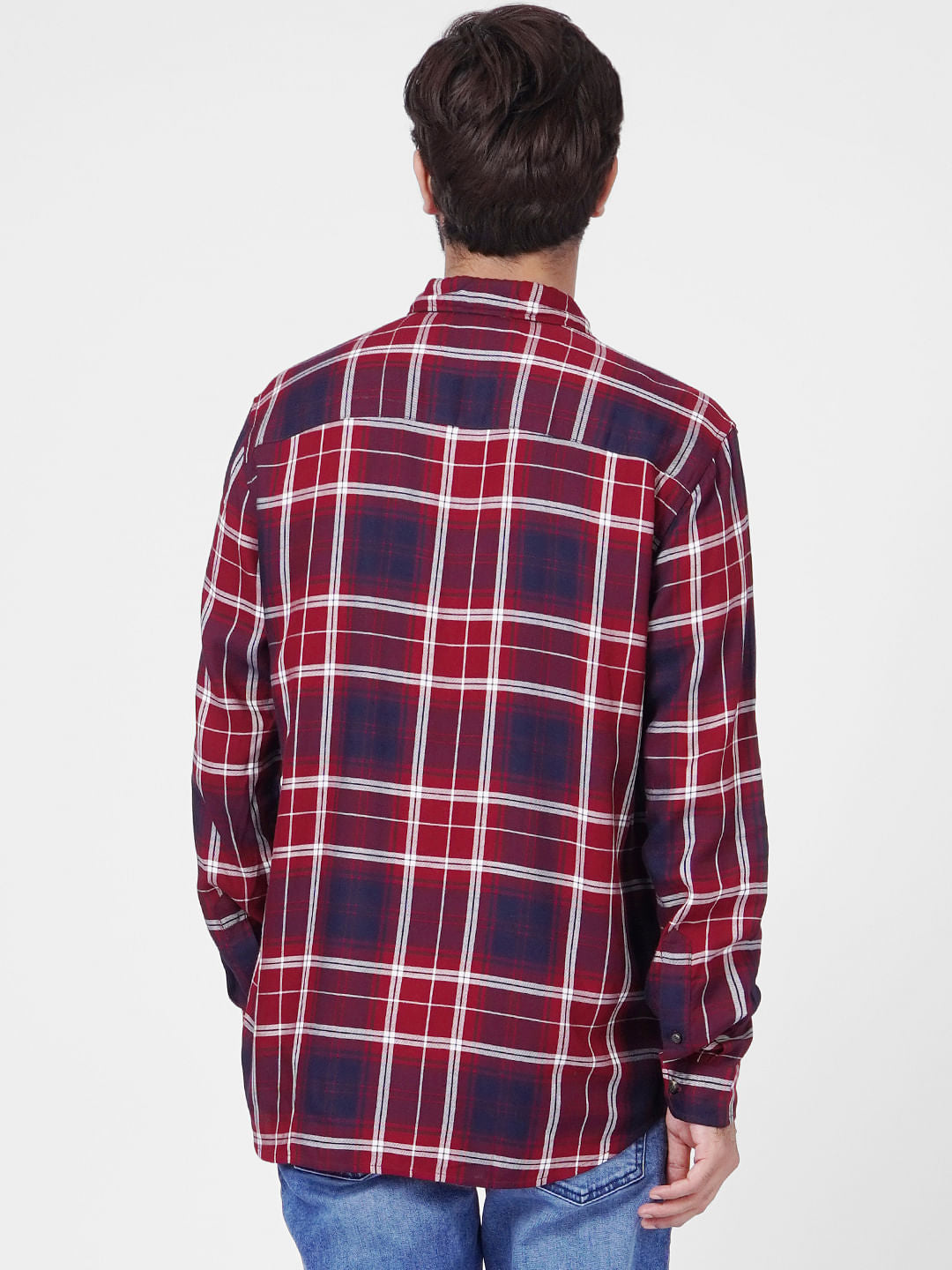 Maroon Check Full Sleeves Shirt