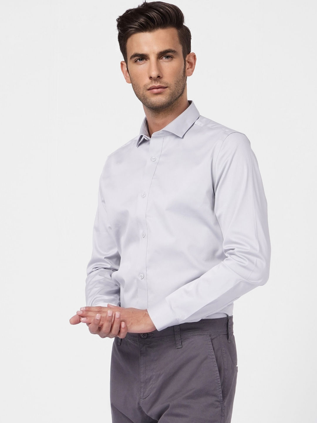 Light Grey Full Sleeves Shirt