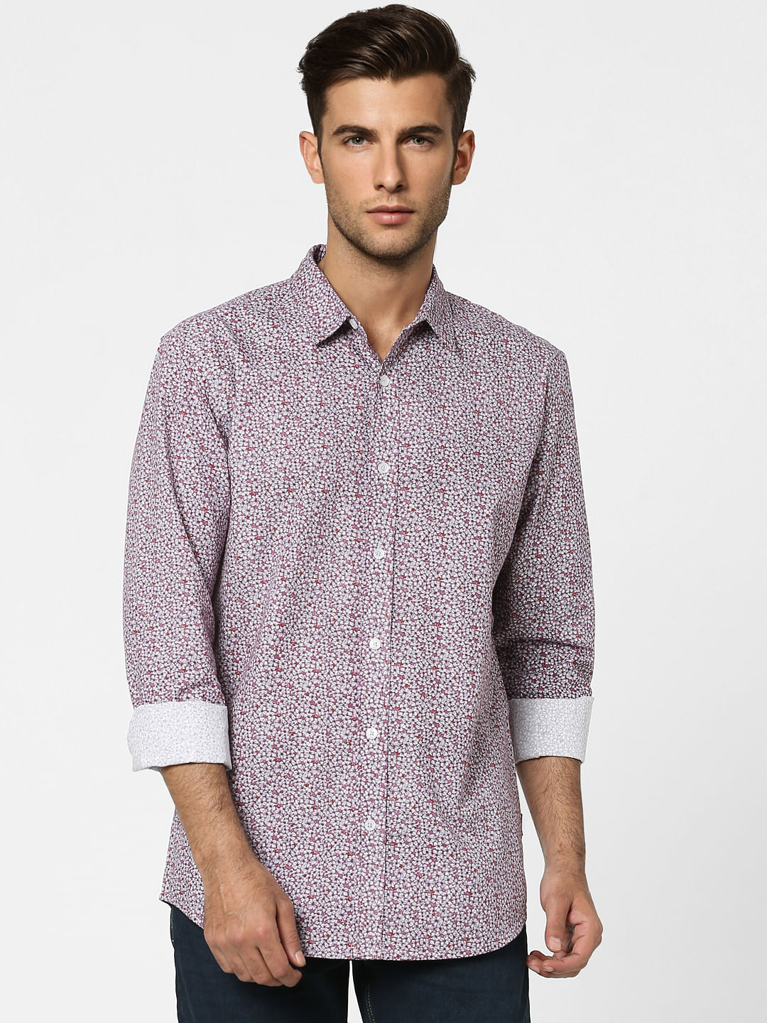 Red Floral Full Sleeves Shirt
