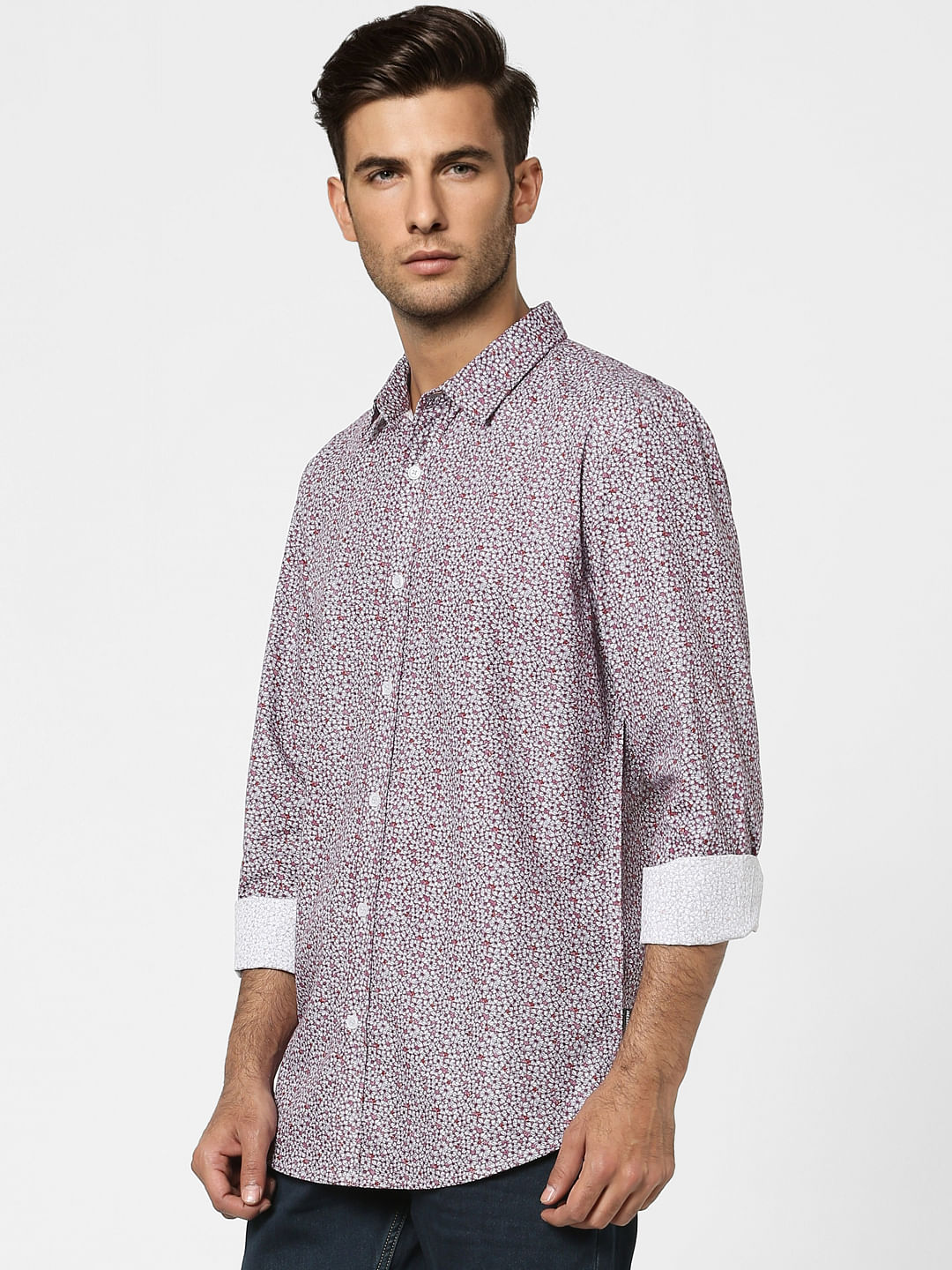 Red Floral Full Sleeves Shirt