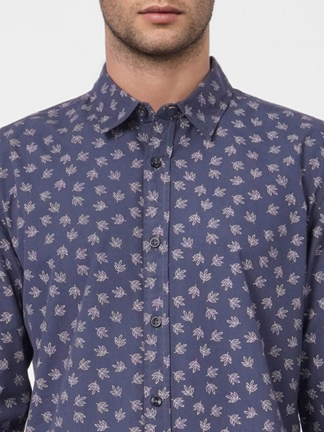 Blue Floral Full Sleeves Shirt