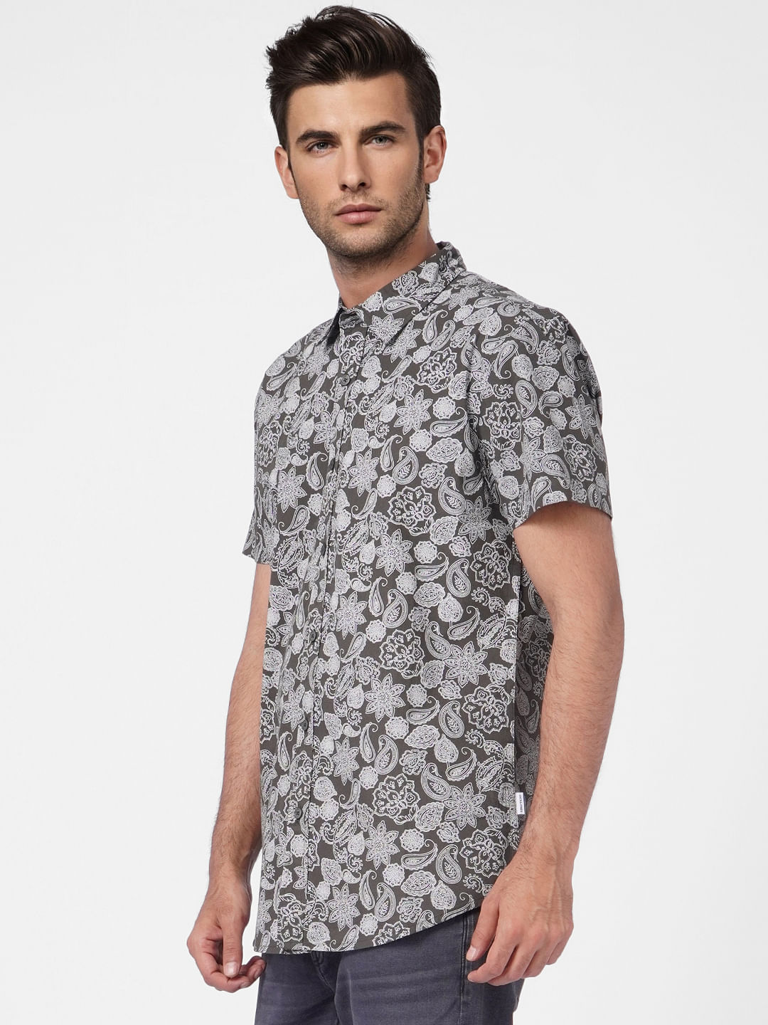 Black Printed Short Sleeves Shirt