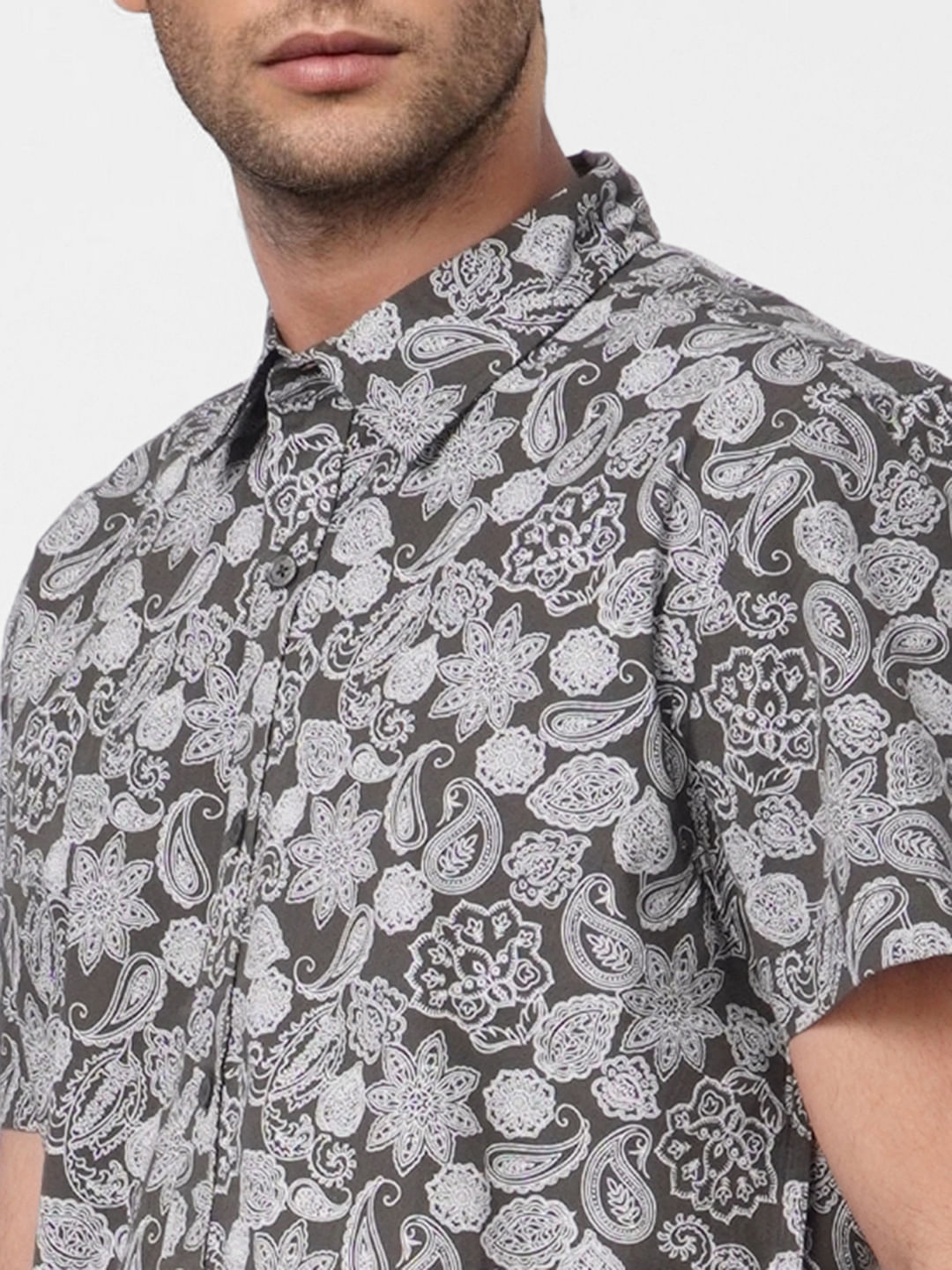 Black Printed Short Sleeves Shirt