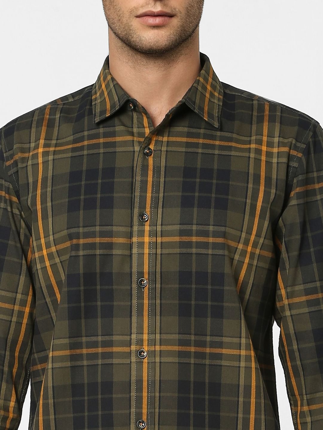 Green Check Full Sleeves Shirt