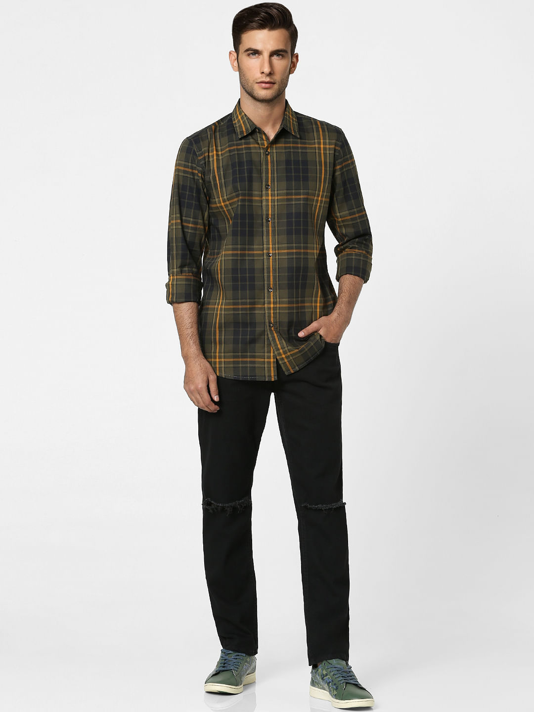 Green Check Full Sleeves Shirt