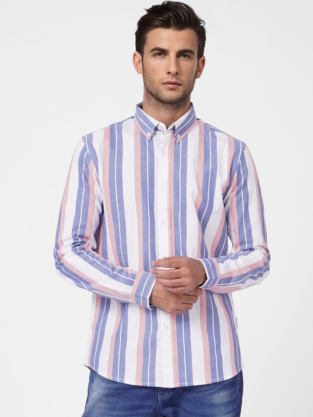White Striped Full Sleeves Shirt