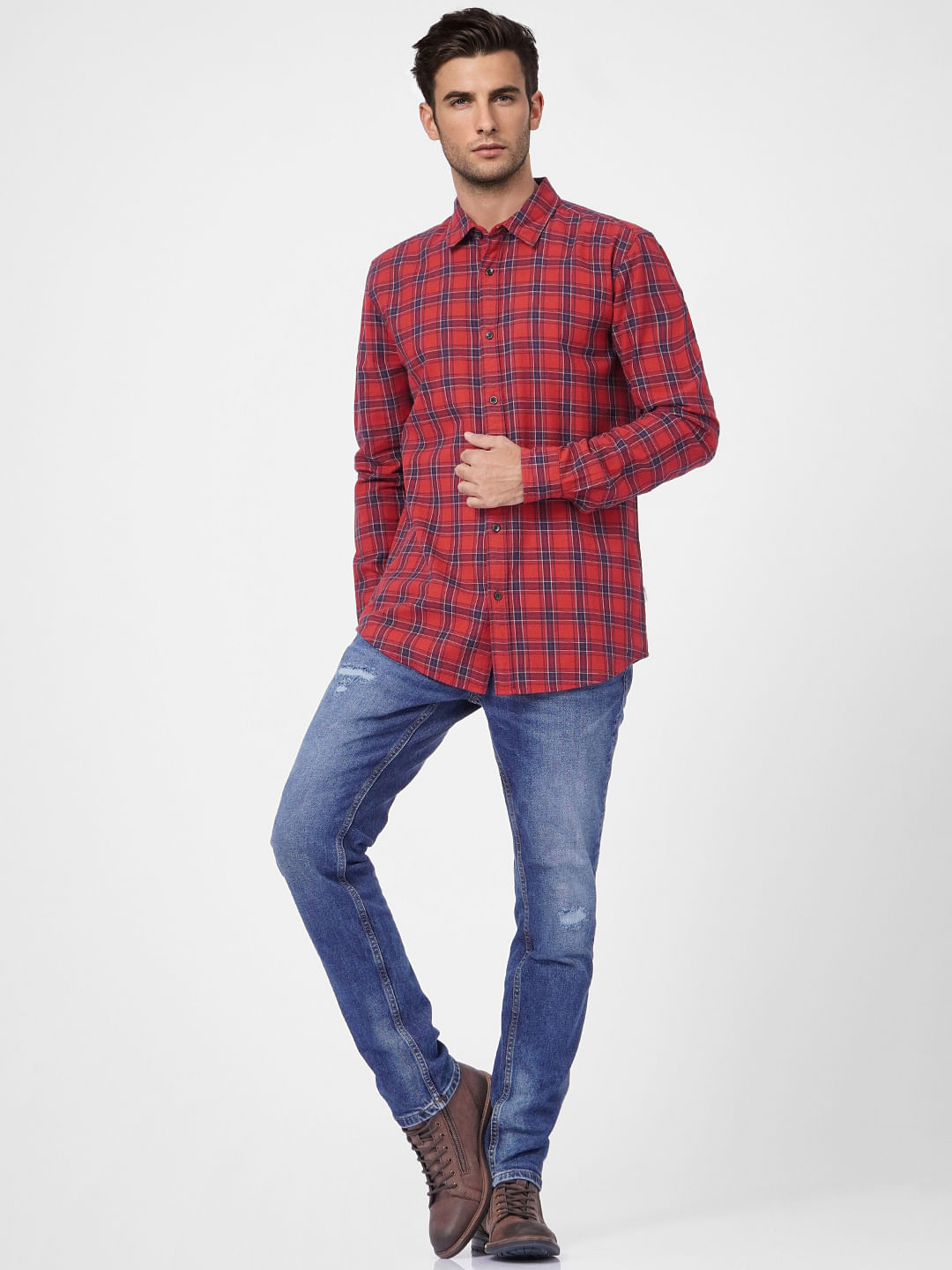 Red Check Full Sleeves Shirt