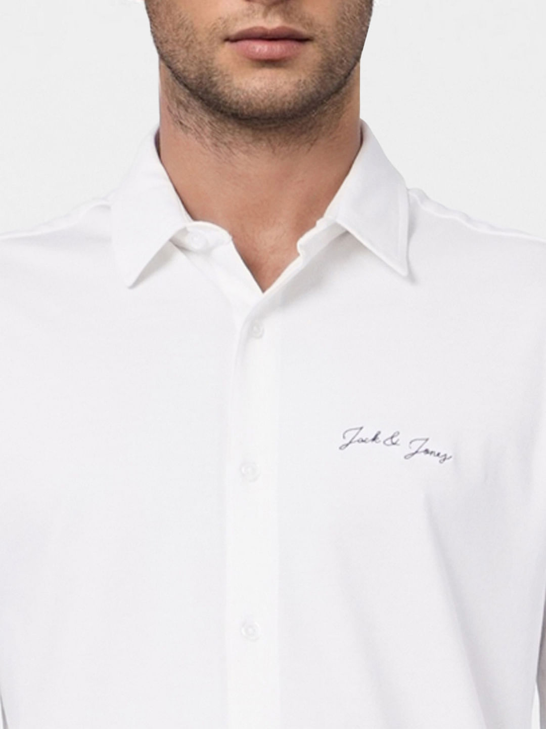 White Logo Print Full Sleeves Shirt
