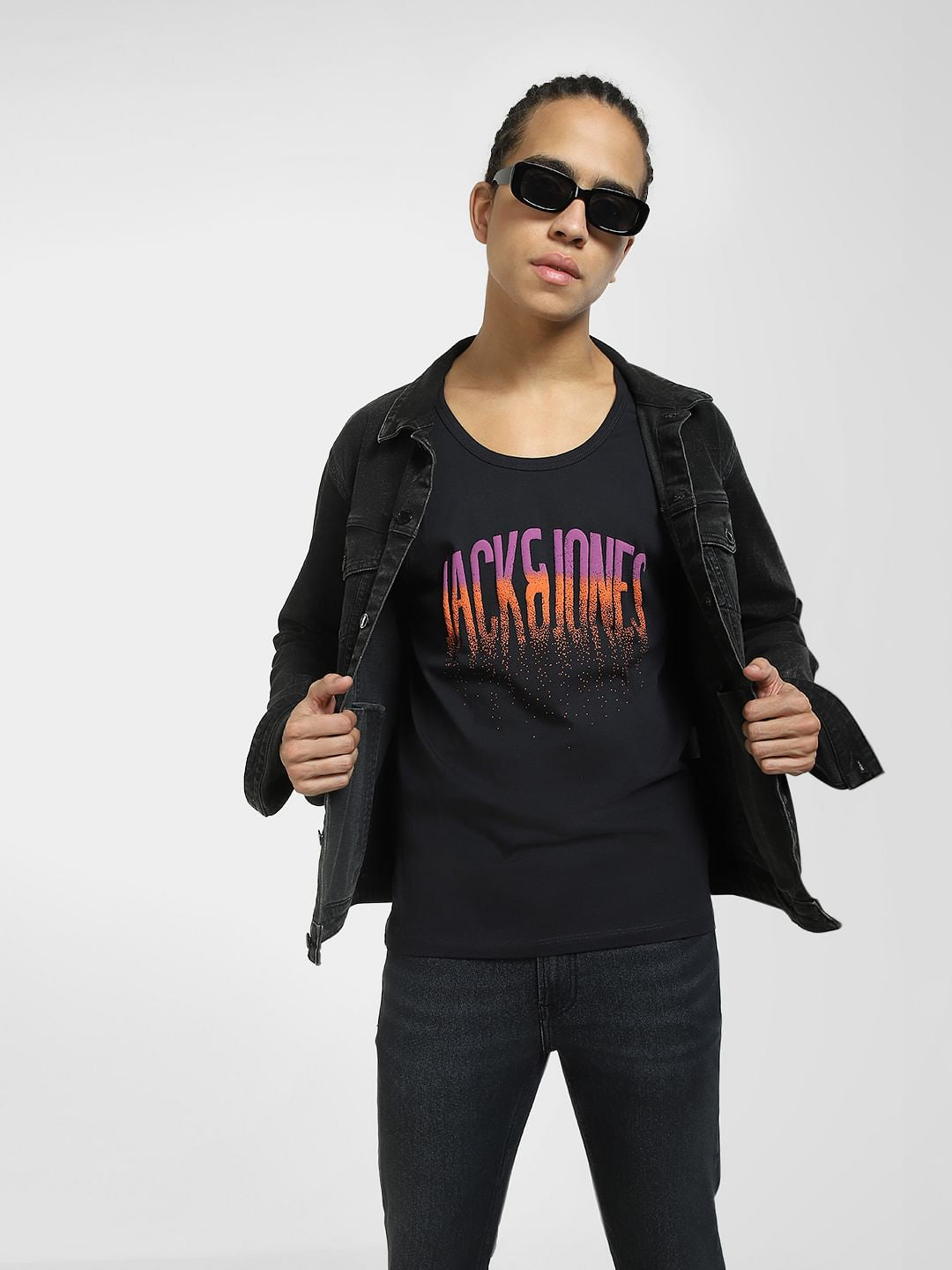 Black Logo Print Casual Vest