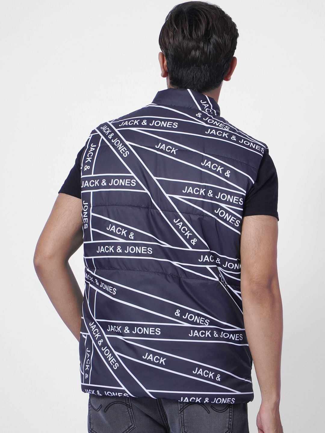 Blue Logo Print Body Warmer Vest