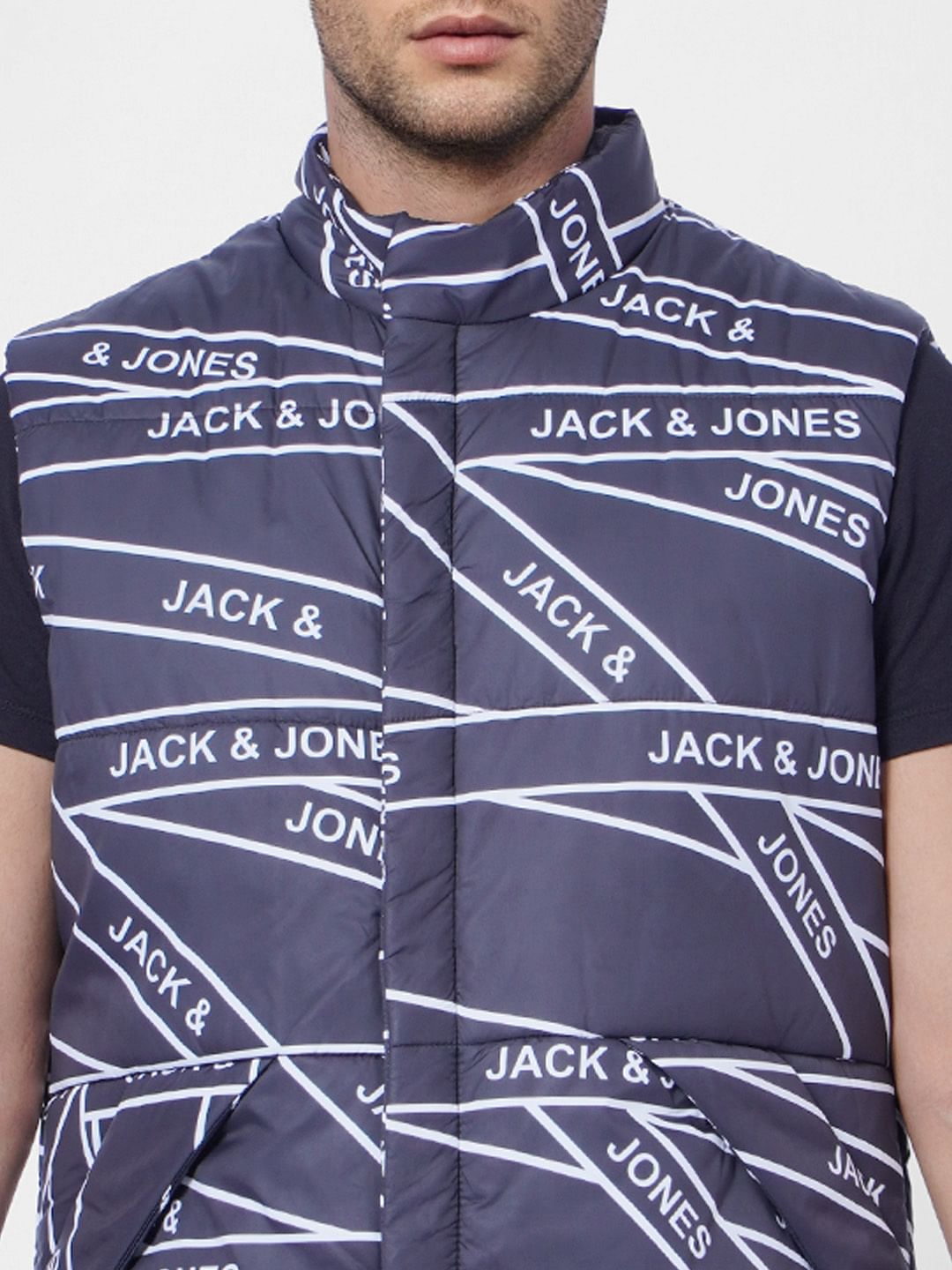 Blue Logo Print Body Warmer Vest