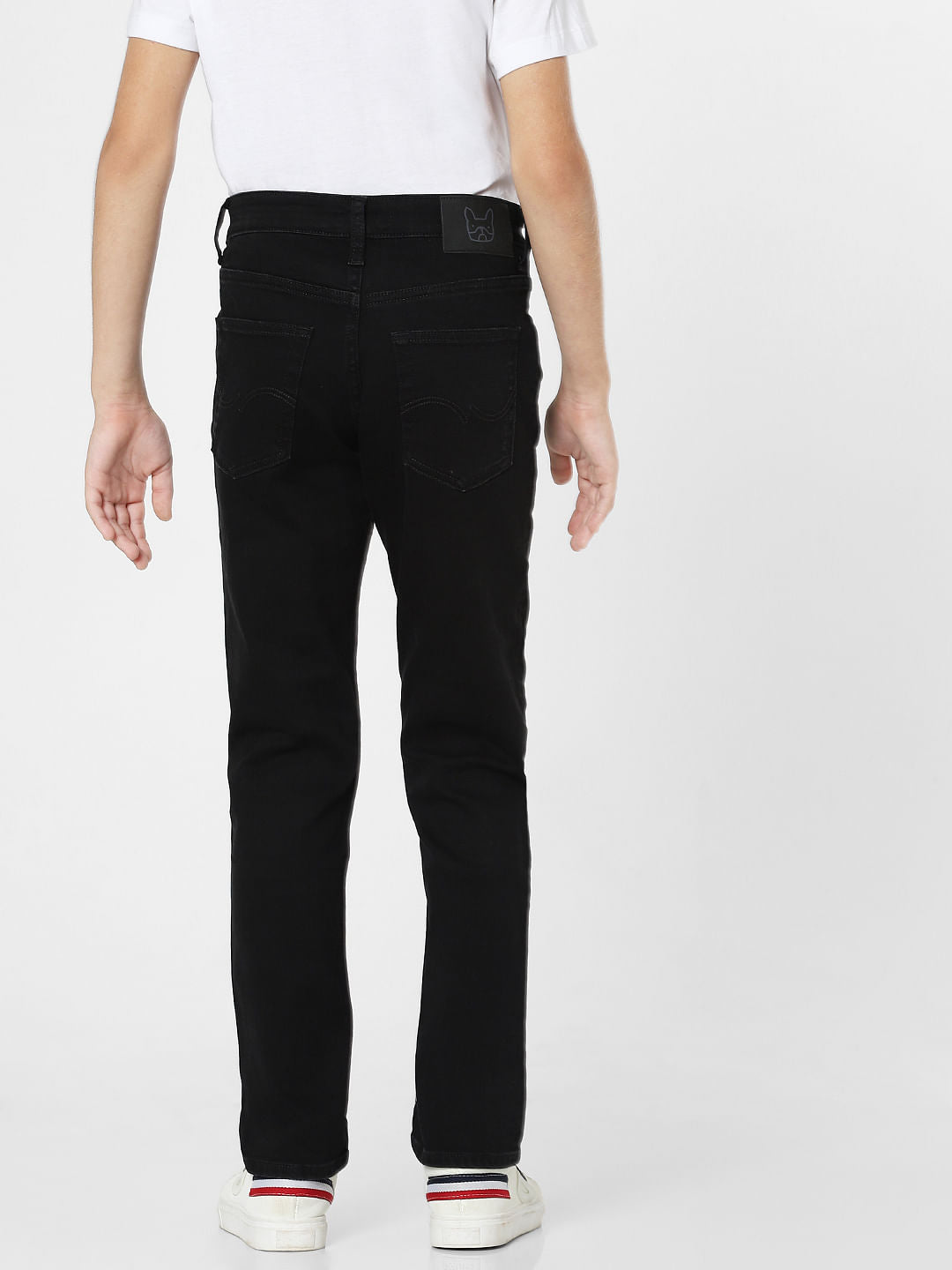 Boys Black Mid Rise Clark Straight Fit Jeans